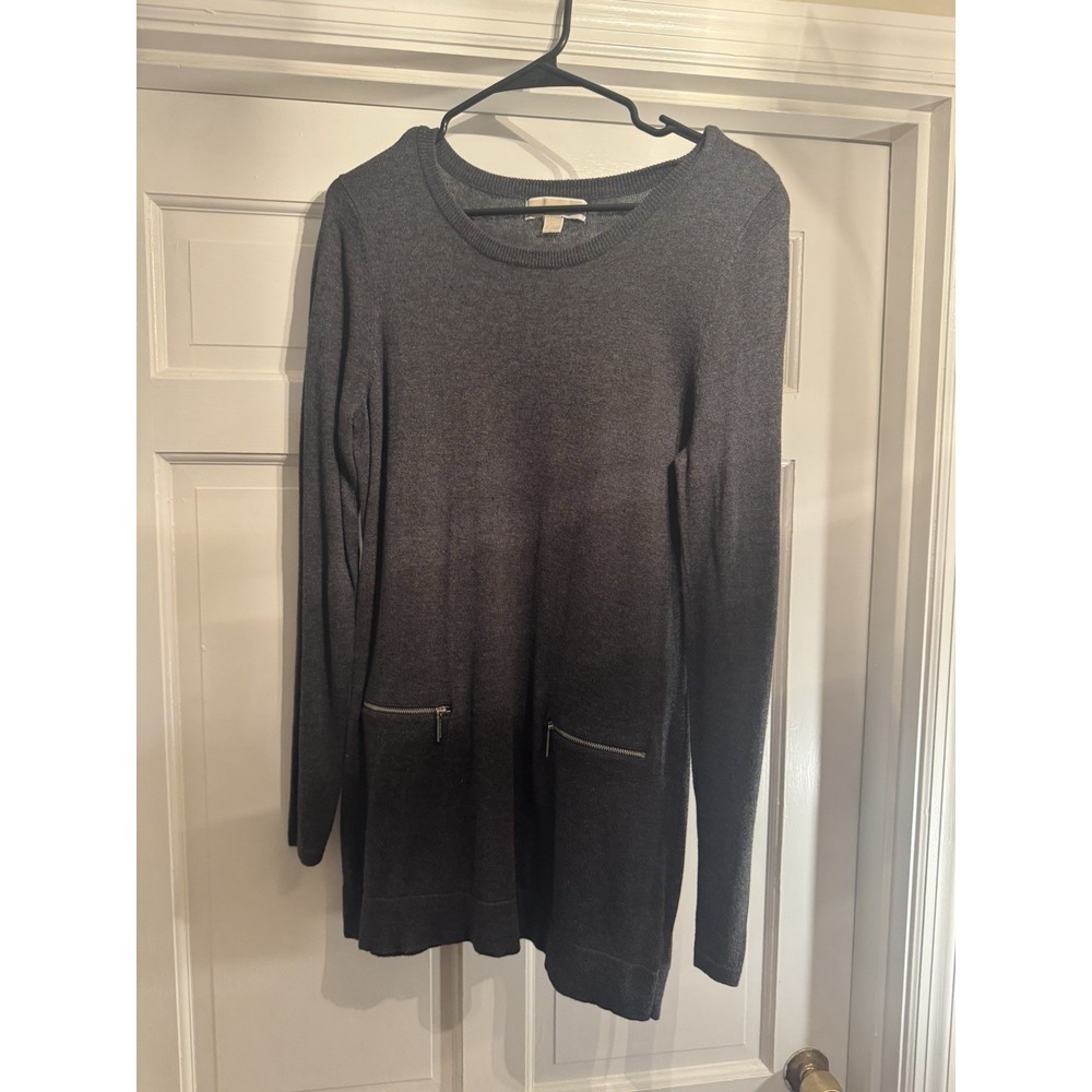 Michael Kors Women's Blue Knit Crew Neck Long Sleeve Pocket Sweater Size M